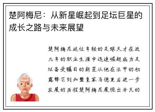 楚阿梅尼：从新星崛起到足坛巨星的成长之路与未来展望